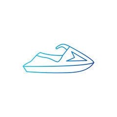 Jet ski outline icon. Maldives water transport. Exotic vacation. Tropical resort. Isolated vector stock illustration