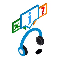 Customer support icon isometric vector. Headphone and technical support icon. Call center, online help