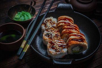 Sushi- delicious asian. Fastfood- restaurant concept