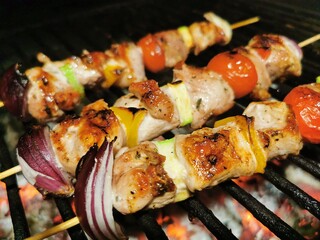 Chicken barbeque on skewers