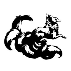 Monster Mythical Legendary Creature Kurama Nine-tailed Fox Side View