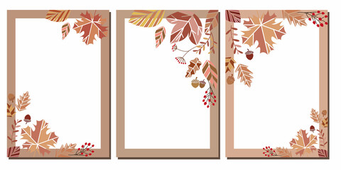 Set of autumn decorative vector frame. Autumn illustration collection. Web, banner, event, sale, promotion design. vector template for autumn design.