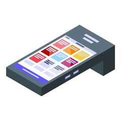 Pos terminal icon isometric vector. Card payment. Atm cash