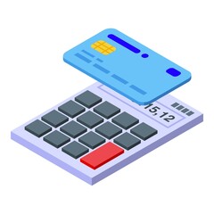 Credit card calculator icon isometric vector. Money cash. Pay receipt