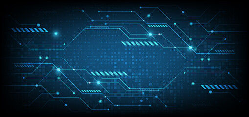 Obraz premium Abstract digital technology futuristic blue cyber concept background.