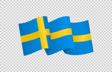 Waving flag of Sweden isolated  on png or transparent  background,Symbol of Sweden,template for banner,card,advertising ,promote, vector illustration top gold medal sport winner country