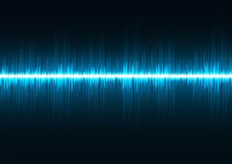 Sound waves dark blue light. Abstract technology background.