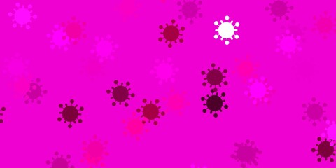 Light pink vector backdrop with virus symbols.