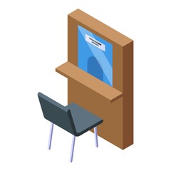 Bank window reception icon isometric vector. Teller counter. Work service