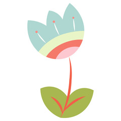 Flower on white background. Isolated design element, floral image old fashion style