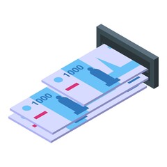 Atm cash icon isometric vector. Bank card. Money payment