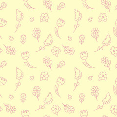 Abstract elegance seamless pattern with floral background. Seamless floral pattern. Flowers and leaves, folk style for textile, wallpaper and wrapping