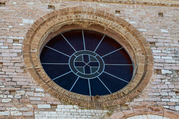 spello rose window of a church in the historic center