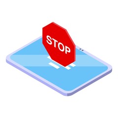 Stop web surfing icon isometric vector. Banner tablet. Blacklist user