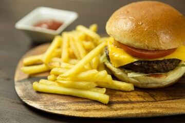 burger and fries