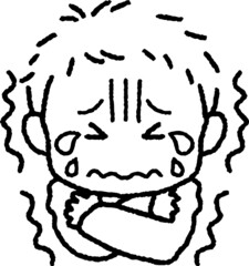 寒さに震える男の子のイラスト