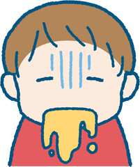 嘔吐する男の子のイラスト
