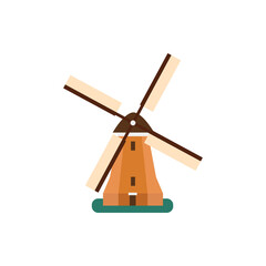 Village windmill. Vector illustration