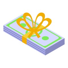 Cash pack support icon isometric vector. Help money. Investor pay