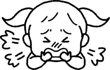 せきをする女の子のイラスト