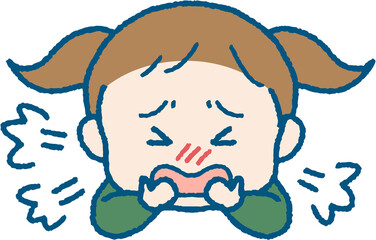 せきをする女の子のイラスト