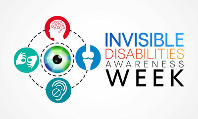 Invisible Disabilities awareness week is observed every year in October, also known as Hidden or Non-visible Disabilities that are not immediately apparent. Vector illustration - obrazy, fototapety, plakaty