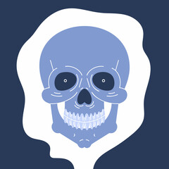 Human scull illustration. Vector skeleton illustration. Isolated halloween illustration. Jolly Roger logo.