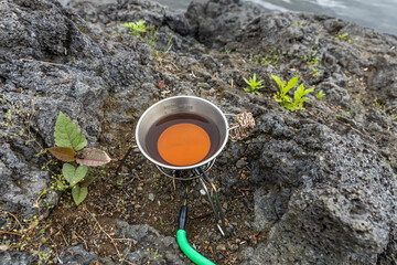 アウトドア料理　Outdoor lunch at the cottage