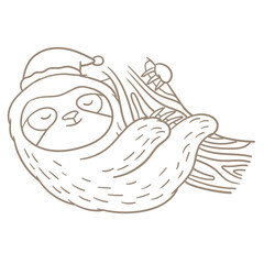 Merry Christmas! Christmas cute sloth.Mother and child. stock illustration