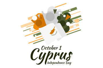 October 1, Independence day of Cyprus vector illustration. Suitable for greeting card, poster and banner.