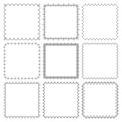 Vector set of square frames with floral ornament
