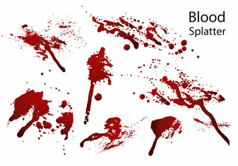 Collection of different blood splatter or paint,Halloween concept,ink splatter background isolated on white background