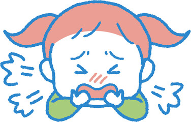 せきをする女の子のイラスト