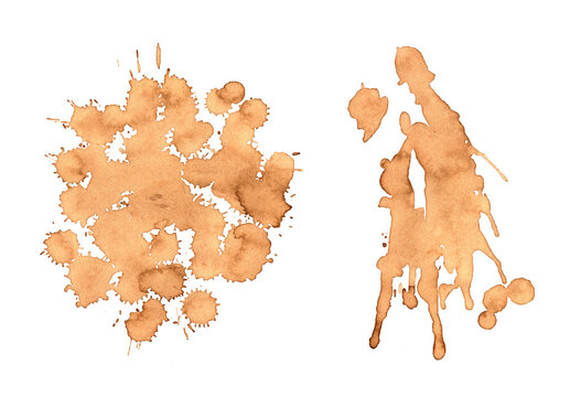 Big Coffee or tea splash spots. Illustration for cafe menu. Dirty stain or coffee stamp	