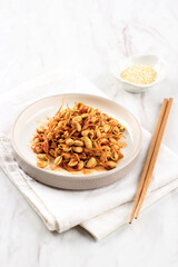 Kongnamul Muchim, One Various of Spicy Korean Side Dish (Banchan). Kongnamul is Mung Bean Sprout.