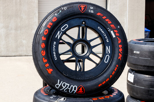 Firestone Firehawk tires prepared for racing. Firestone tires are the  exclusive tire of IndyCar. foto de Stock | Adobe Stock