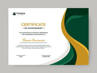 Elegant green with gold color certificate vector design template