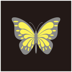 Butterfly vector icon illustration sign on black background