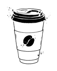 Ink illustration of disposable paper cup