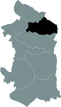 Black location map of the Duisburger Hamborn district inside the German regional capital city of Duisburg, Germany