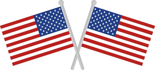 Vector illustration of crossed flags of United States of America

