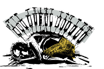 Woodcut Man with Syringes