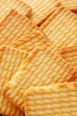 close up of sweet cookies on wooden table 
