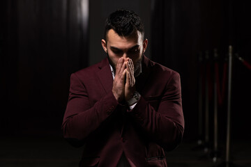 Businessman Muslim Praying in Mosque