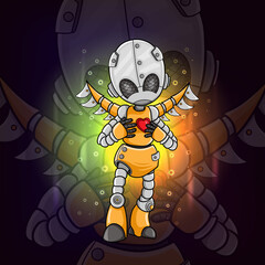 The robot with the heart esport logo design