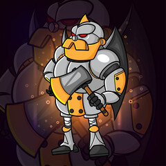 The robotic guard with the big axe esport logo design