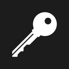 White key pictogram on black background. Vector symbol.