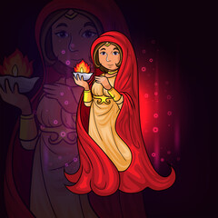 The goddess is holding a fire esport mascot design © HERMANTO