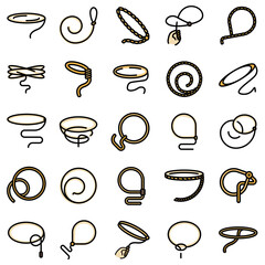Lasso icons set. Outline set of lasso vector icons thin line color flat on white - obrazy, fototapety, plakaty