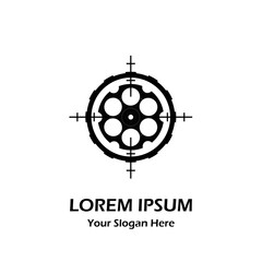 Obraz premium logo lorem ipsum revolver bullet slot with gear and target